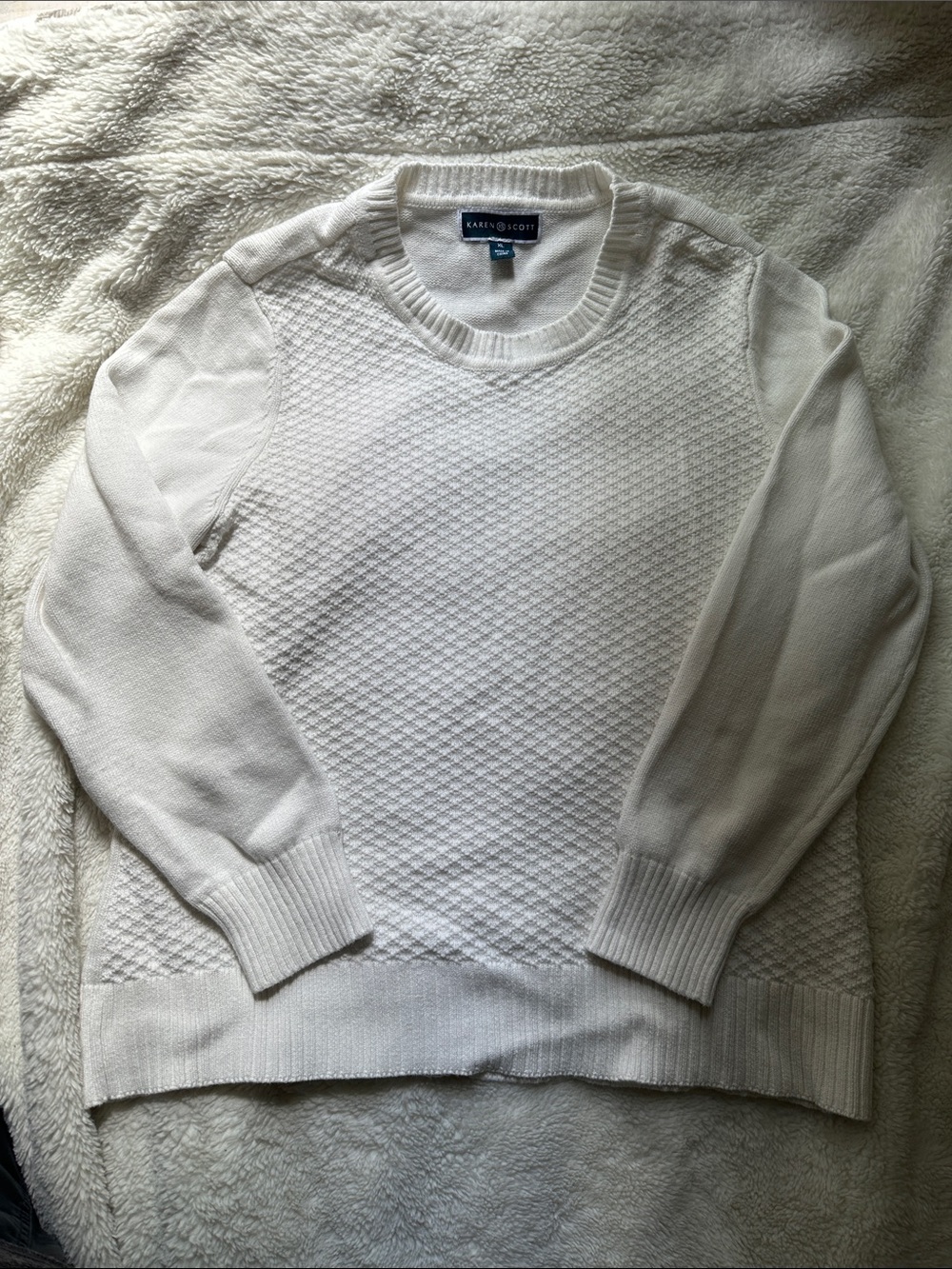 Karen Scott White Textured Sweater